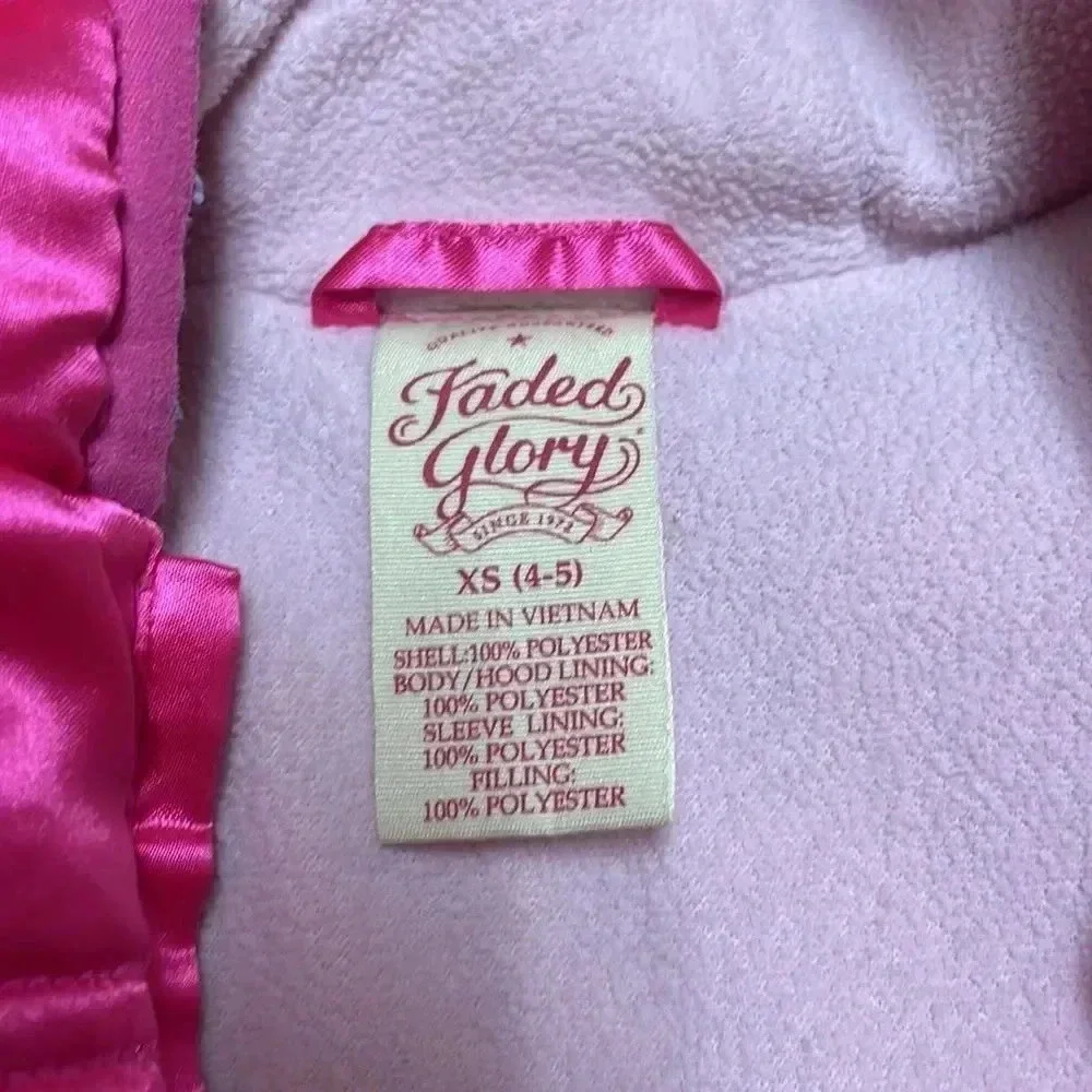 Hot pink toddler puffer jacket, size XS 4/5 - Picture 8 of 9